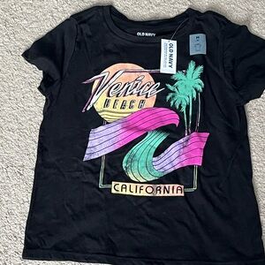 NWT Girls Old Navy Black Tee Shirt Venice Beach California Size M (8)